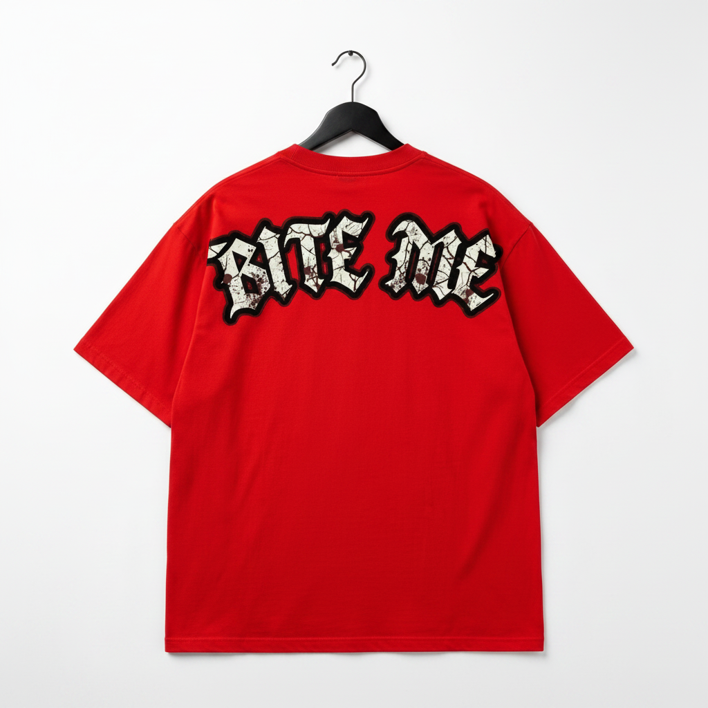 Hell Born Bite Me Graphic Tee | Horror Streetwear Shirt | Goth Oversized Tee