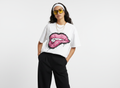 Pink Lip Bite Graphic Tee | Pastel Graffiti Streetwear Shirt | Goth Y2K Oversized Tee