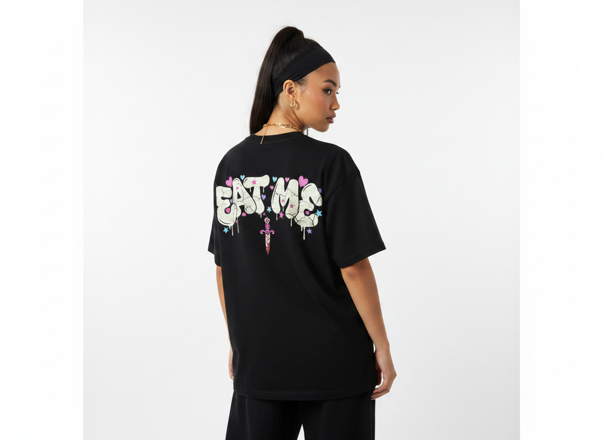 Pink Lip Bite Graphic Tee | Pastel Graffiti Streetwear Shirt | Goth Y2K Oversized Tee