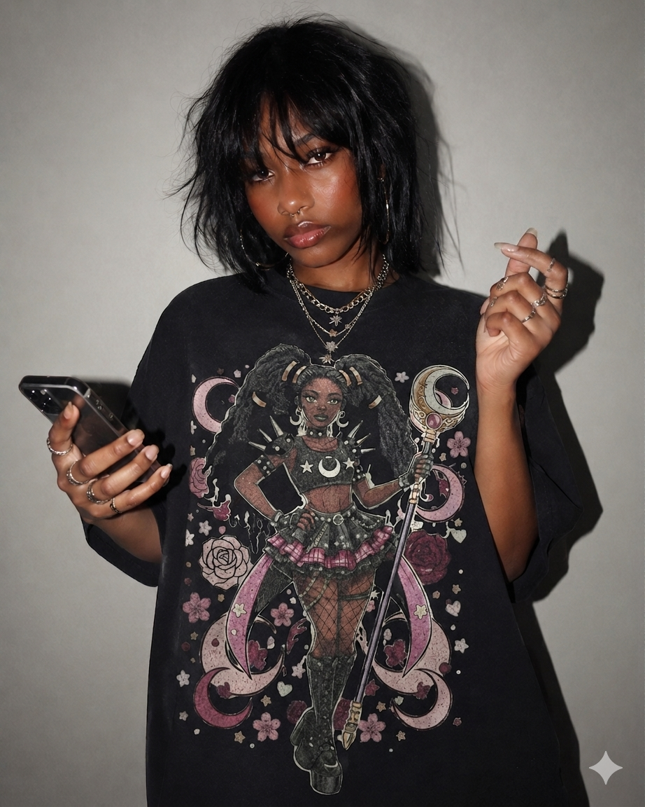 Dark Magical Girl Eat Me T-Shirt | Goth Anime Streetwear Shirt | Kawaii Gothic Oversized Tee