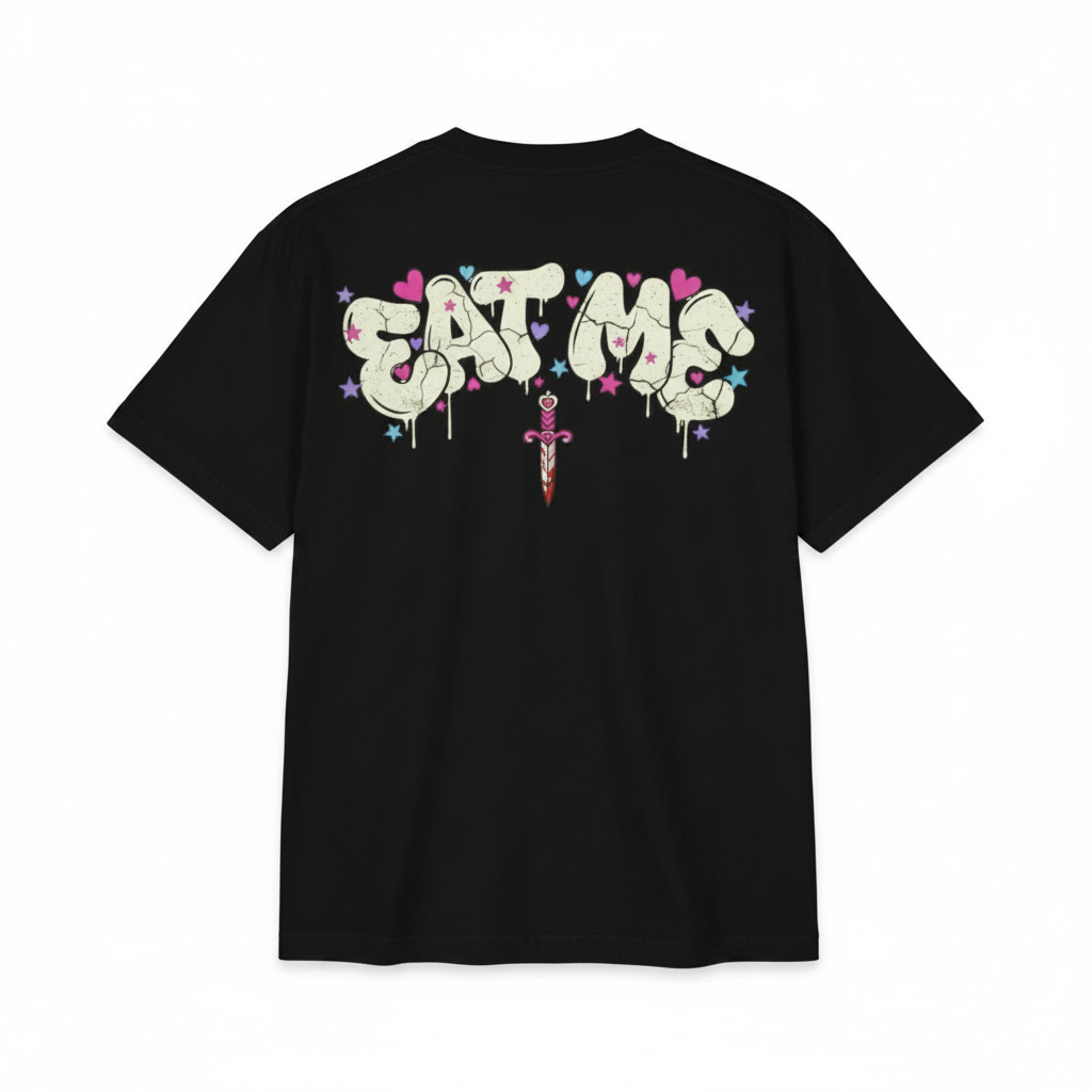 Pink Lip Bite Graphic Tee | Pastel Graffiti Streetwear Shirt | Goth Y2K Oversized Tee