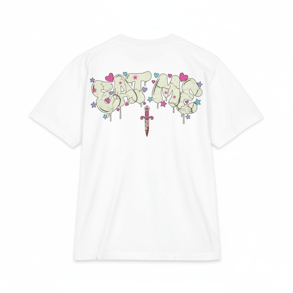 Pink Lip Bite Graphic Tee | Pastel Graffiti Streetwear Shirt | Goth Y2K Oversized Tee