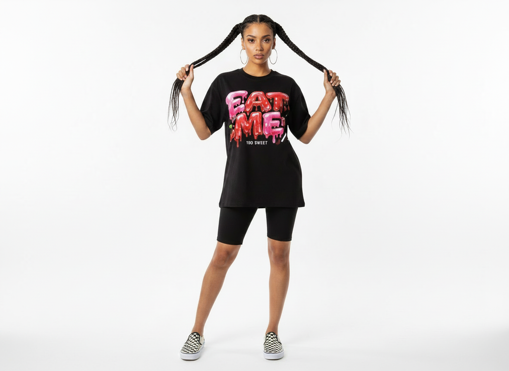 Eat Me Candy Graphic T-Shirt | Dripping Candy Streetwear Tee | Goth Kawaii Oversized Shirt